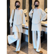 批发时尚套装<b class='q'>女</b>2026年春季新款洋气蝙蝠袖针织衫阔腿<b class='q'>裙裤</b>设计感两件套