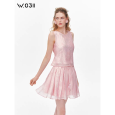 批发山石衣烫钻假两件背心串珠<b class='q'>欧根纱</b>A字裙<b class='q'>套装</b>