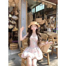 批发Acaine【3/09 20:00 95折款】花束般的恋爱 浪漫彩色玫瑰吊带裙