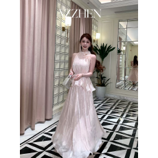 批发AZZHEN【月纱鎏光】重工烫钻千金挂脖<b class='q'>上衣</b>大裙摆半身裙两件套套装