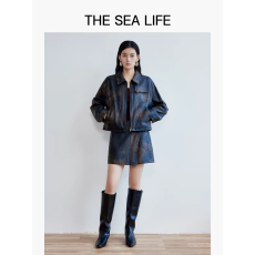 批发【两件套】THESEALIFE欧海一生美拉德风皮外套女<b class='q'>秋</b>季半裙套装