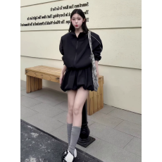 批发韩系立领拉链外套花苞半身裙套装女2026<b class='q'>春</b>季新款休闲运动两件套