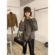 批发时尚收腰老钱风羊毛呢系带外套女欧洲站2026年早秋新款<b class='q'>百搭</b>上衣潮