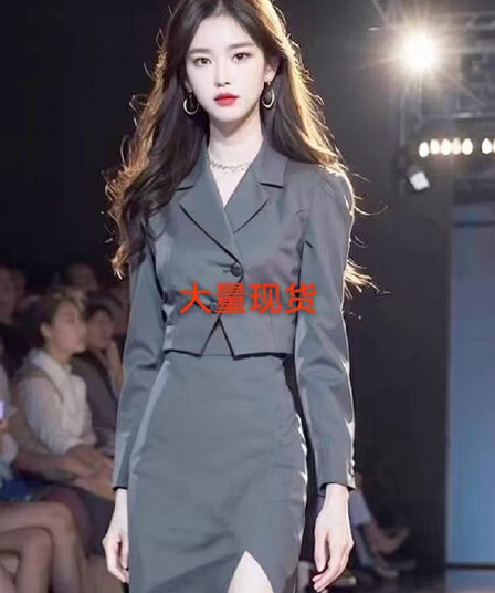 이른 가을 착용 가져 가라. 세트 2026 고유 한 아름다운 품격 고급 센스 작은 샤넬 스타일 회색 정장 세트