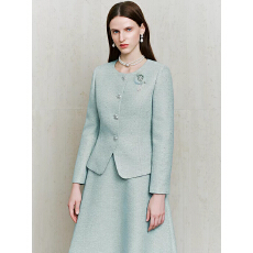 批发2026春新品薄荷漫波优雅小香西服外套精致通勤上衣十裙子