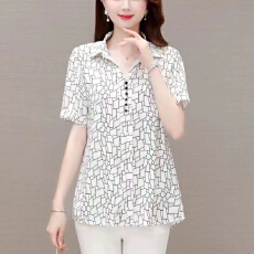 批发2026春夏雪纺衬衫女中长款小衫夏季七分袖上衣洋气大码妈妈装<b class='q'>衬衫</b>