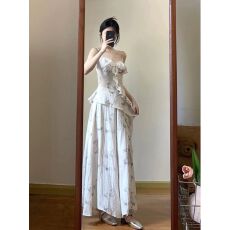 新中式2026夏季新款套装女荷叶边吊带上衣慵懒修身气质半身裙