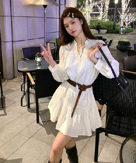 프랑스식 주름 고급 달콤함 요정 여성 드레스 2026 년 가을 새로운 슬림해 보이는 표지 고기 명문 여성 치마 트렌디