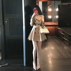 批发卡其色<b class='q'>风衣</b>外套女春秋季小个子收腰翻领西装外套<b class='q'>韩版</b>休闲气质大衣