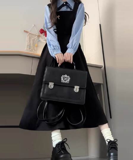 한국 스타일 학원 스타일 페이크 레이어드 드레스 여성 의류 가을 새로운 차 휴식 디자인 센스 POLO 칼라 허리 수축 중간 길이 스커트