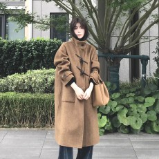 批发牛角扣大衣女2025新款秋冬毛呢外套小个子<b class='q'>赫本</b><b class='q'>风</b>高级感气质正流行