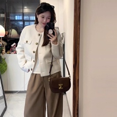 批发小香风白色毛呢外套女短款金属扣高级感千金气质洋气百搭<b class='q'>上衣</b>ins