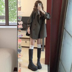 批发英伦风双排扣中长款风衣女秋装新款小个子宽松显瘦百搭大衣外套