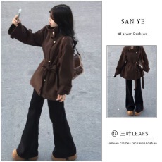 批发秋冬穿搭韩系立领收腰显瘦咖色呢子大衣女2025新款毛呢外套
