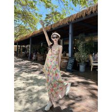 批发温柔法式碎花吊带裙女2026夏季新款气质长款高腰显瘦<b class='q'>连衣裙</b>a字裙