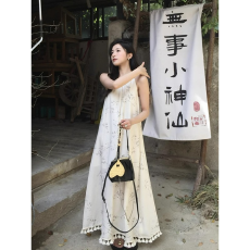 批发新中式流苏步摇<b class='q'>连衣裙</b>女2026夏季新款气质清冷感复古改良a字长裙