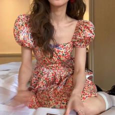 批发茶歇古着vintage仙女裙法式初恋甜美温柔碎花<b class='q'>连衣裙</b>女夏季