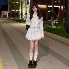 批发2026秋季穿搭法式温柔风甜美衬衫<b class='q'>连衣裙</b>小个子超火收腰修身短裙子