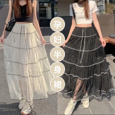 批发现法式浪漫蕾丝重工半身中长裙女春秋款气质飘逸大摆A字蛋糕裙