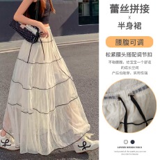 批发现 孕妇大板型蕾丝蛋糕裙中长裙显瘦时尚网红爆款半身裙春<b class='q'>夏</b>新款