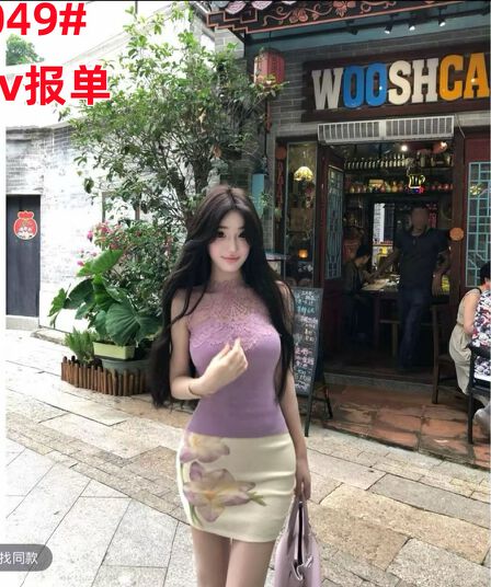 ww 맞춤 보라색 棠 벚꽃 패션 여름 품격 슬림해 보이는 인터넷 유명인 빛 럭셔리 작은 대중 디자인 맨위 반 스커트 세트