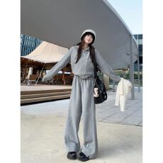 批发减龄时尚休闲套装女秋连帽卫衣宽松显瘦<b class='q'>韩版</b>学生<b class='q'>运动</b>两件套阔腿裤