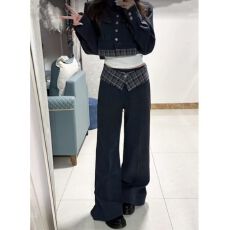 批发复古又a又飒套装时髦精穿搭西装外套阔腿裤两件套入春搭配一整套