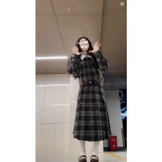 学院风运动套装女早秋季韩系穿搭一整套格子外套半身裙休闲两件套