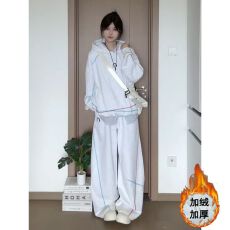批发美式少年感加绒卫衣运动服套装女秋<b class='q'>冬</b>宽松显瘦炸街跑步休闲两件套