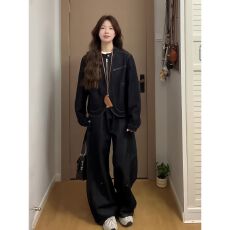 批发秋装穿搭一整套ootd韩系牛仔外套牛仔裤宽松显瘦绝美高级感套装女