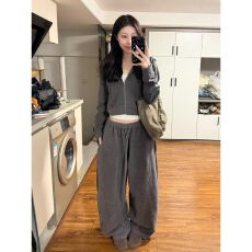 批发高级感时尚<b class='q'>运动服</b>套装女春季新款休闲减龄宽松连帽卫衣OOTD两件套