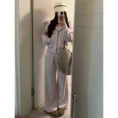 批发韩系<b class='q'>运动服</b>套装女秋冬季加绒加厚宽松时尚连帽卫衣长裤休闲两件套