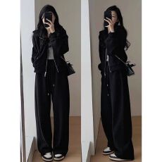 批发春秋装新款茶系穿搭一整套小个子今年流行盐系卫衣两件套装女