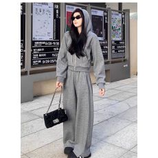 批发韩系高级感休闲运动服套装女春秋时尚宽松显瘦连帽卫衣卫裤两件套