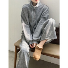 批发韩系立领卫衣运动套装女新款春秋款慵懒宽松高级感卫裤两件套潮