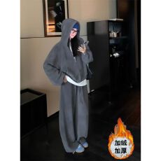 批发<b class='q'>运动服</b>套装女秋冬加绒加厚<b class='q'>韩版</b>宽松时尚慵懒风卫衣休闲两件套跑步