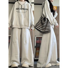 批发*原版面料/原版做工*休闲运动服套装<b class='q'>女</b><b class='q'>卫衣</b>外套阔腿裤宽松<b class='q'>两件套</b>