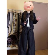 批发高级感<b class='q'>运动</b>套装女早秋穿搭一整套韩系牛仔外套阔腿裤休闲两件套潮