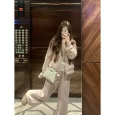 批发慵懒风休闲<b class='q'>运动服</b>套装女秋冬季柔软舒适宽松<b class='q'>显瘦</b>卫衣阔腿裤两件套