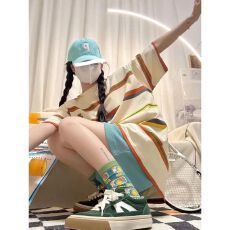 OOTD活力满满夏日彩色系条纹运动套装女夏少年感休闲学院风两件套
