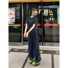 批发高级感时尚<b class='q'>运动服</b>套装女夏季宽松显瘦短袖工装阔腿裤休闲两件套潮