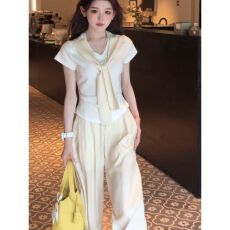 批发韩系<b class='q'>运动服</b>套装女夏季<b class='q'>宽松</b>显瘦时尚减龄短袖T恤阔腿裤休闲两件套