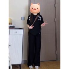 批发学院风<b class='q'>运动服</b>套装女夏季学生韩版<b class='q'>宽松</b>时尚短袖长裤休闲两件套跑步