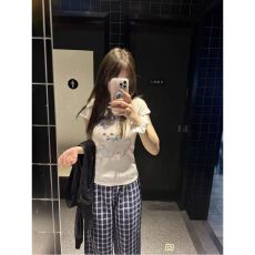 批发可爱甜美休闲运动服套装女<b class='q'>夏</b>季猫咪印花短袖阔腿裤少女修身两件套