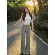 批发巨好看的初夏独特绝美<b class='q'>套装</b>女韩系小个子辣妹上衣微喇休闲裤两件套