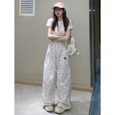 批发少<b class='q'>女</b>辣妹运动套装<b class='q'>女</b>夏季学生宽松显瘦时尚<b class='q'>短袖</b>阔腿裤休闲<b class='q'>两件套</b>潮