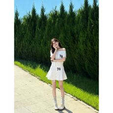 批发美式甜辣妹<b class='q'>运动服</b>套装女夏季学生减龄纯欲露肩<b class='q'>短袖</b>短裙休闲两件套