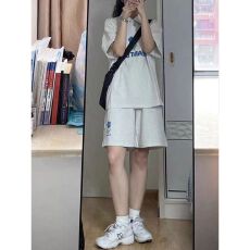 批发元气少女<b class='q'>休闲</b>减龄运动服<b class='q'>套装</b>女夏季美式宽松翻领短袖POLO衫两件套