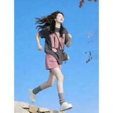 批发慵懒风<b class='q'>运动服</b>套装女夏季学生韩版宽松时尚纯棉短袖短裤休闲两件套