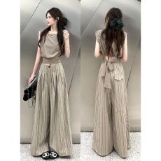 美式慵懒风运动套装女夏季时尚高级感无袖上衣阔腿裤休闲两件套潮